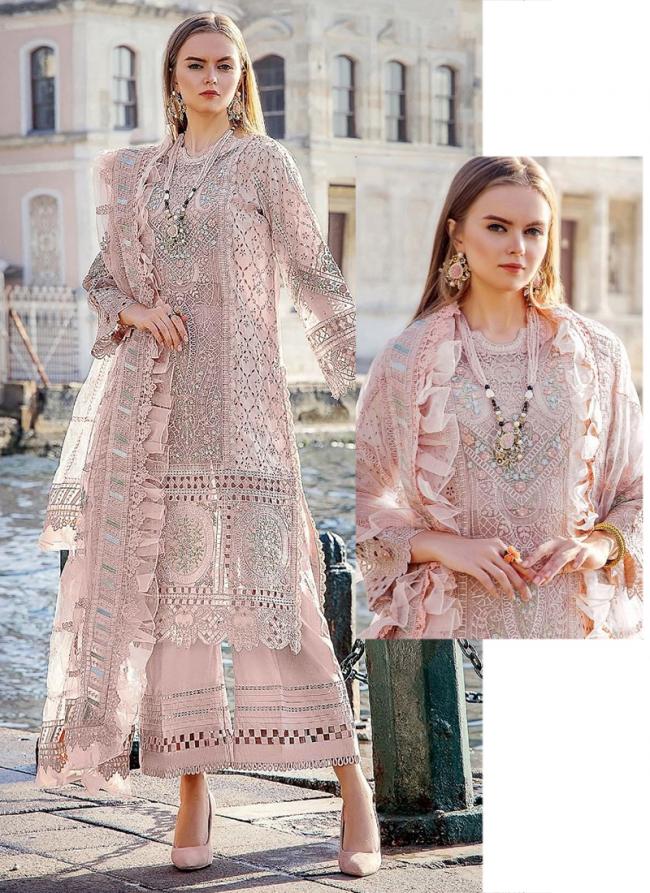 Cotton Pink Party Wear Embroidery Work Pakistani Suit